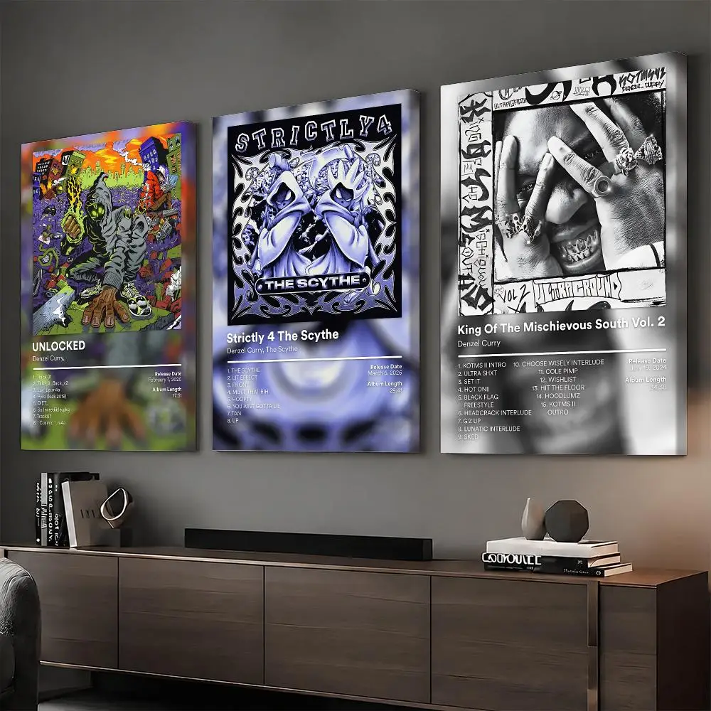 D-Denzel Curry Rapper Album Painting Calligraphy HD Modern Style Inner Frame Canvas Poster Bedroom Room Hallway Wall Art Decor