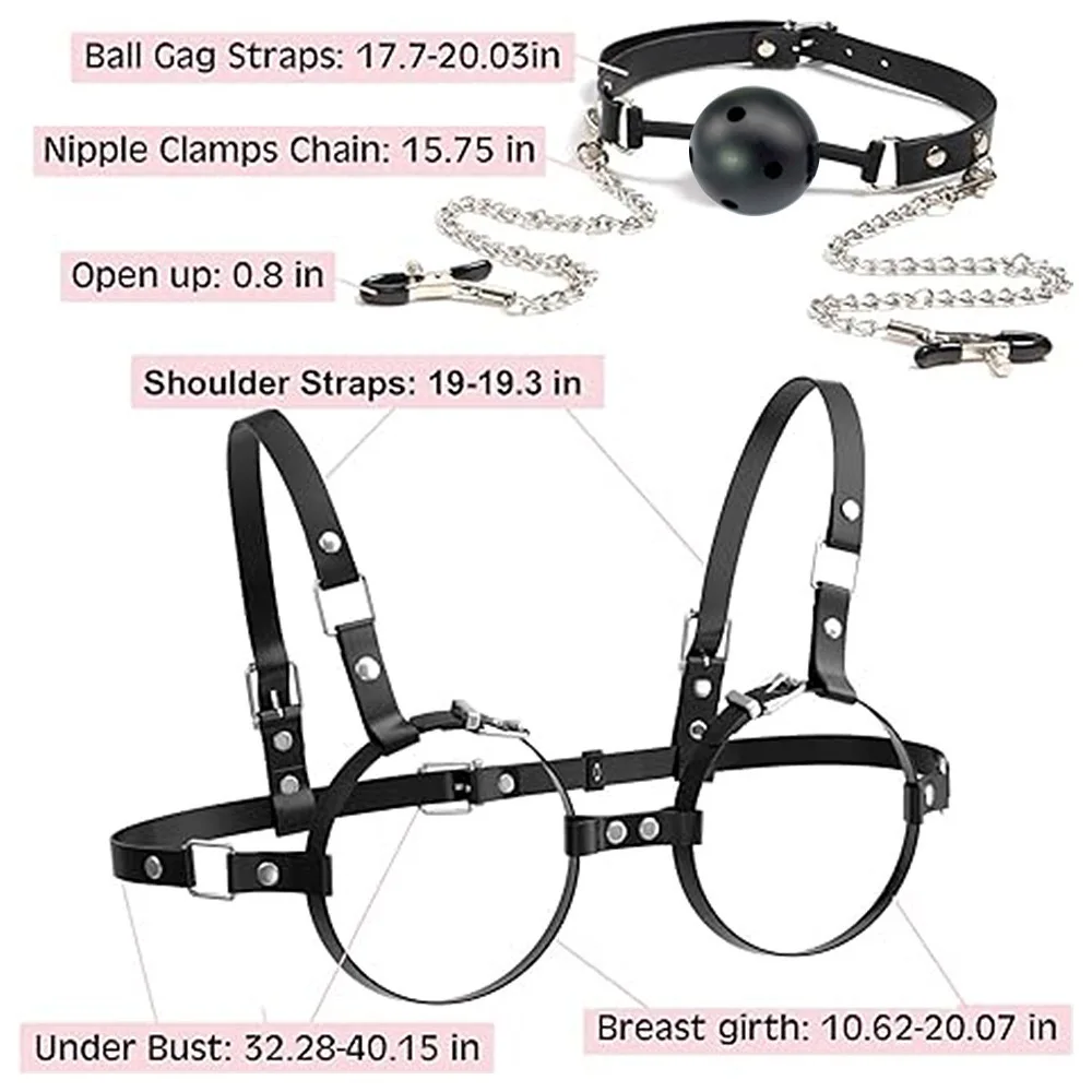 BDSM Breast Bondage Harness Sex Toys B to D Cup Leather Fetish Sexy Chest Restraints Punk Gothic For Women SM Bra Belts Straps - Image 3