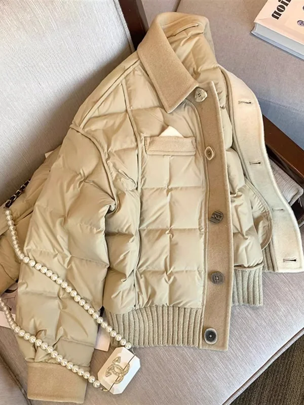 

Women's Wool Blend Collar Cotton Jaet Thiened Autumn Winter Outerwear Soft Bread Parka Coat Collar Regular Length