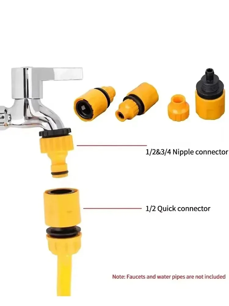 Hose Faucet Quick Connector 3/4 & 1/2 Inch Graden Hose Water Tap Threaded Connector Faucet Adapter For Garden Irrigation 10pcs