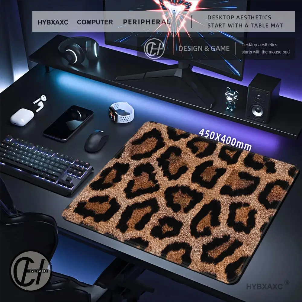 HYBXAXC Leopard Print Small Mouse Pad Brown Black Animal Pattern Non-Slip Rubber Desk Mat for Office Gaming