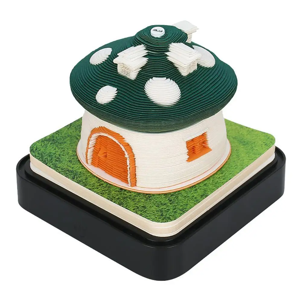 2024 Year 3D Note Paper Table Calendar Creative Diy Mushroom House Tree Notepads Home Desk Decoration New Year Birthday Gifts