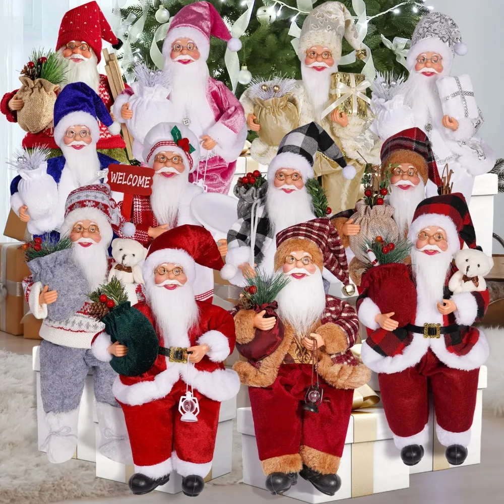 Décorations de Noël, Père Noël assis de 30 cm, ornement de vitrine pour cadeaux