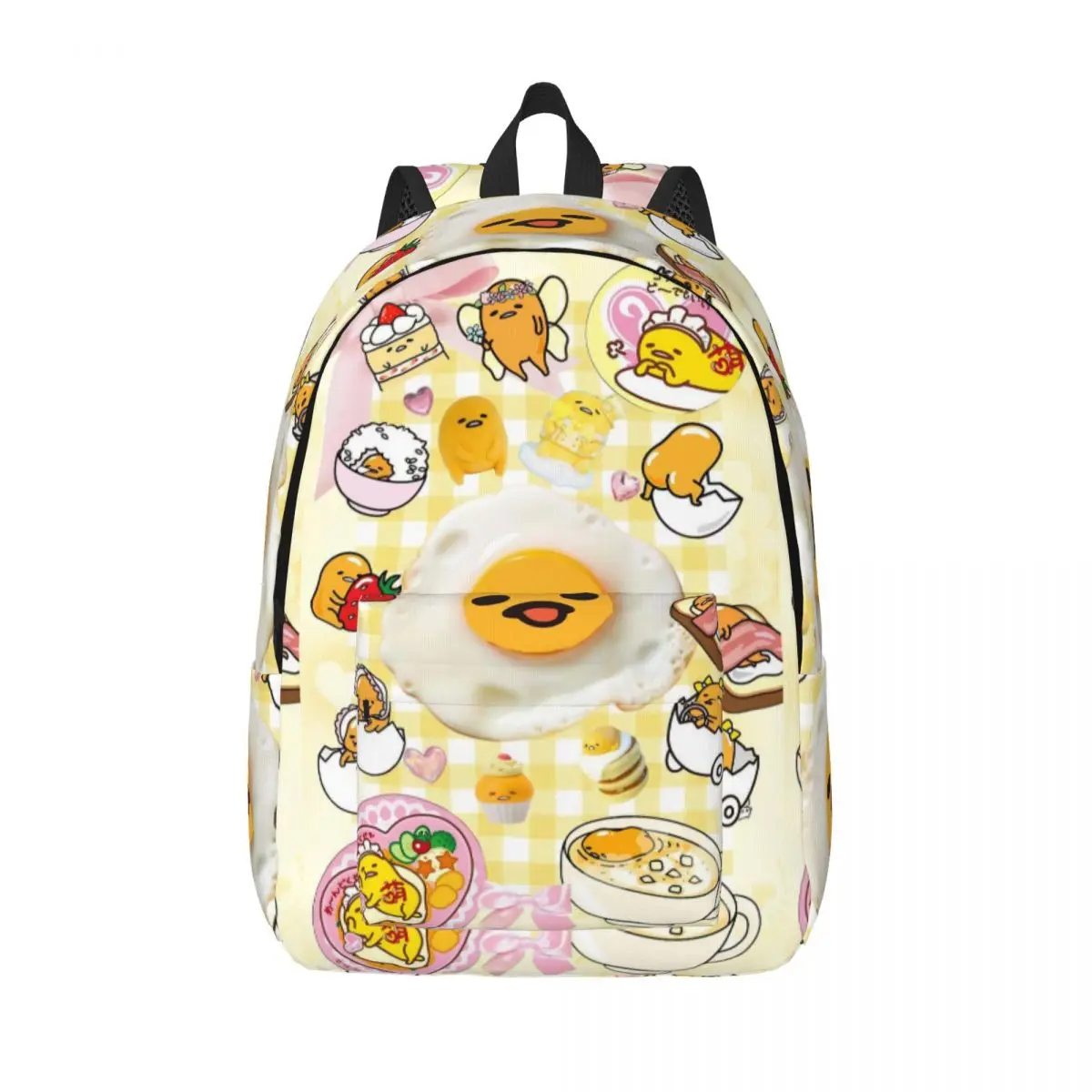

Рюкзак с желтыми обоями Gudetama, школьные сумки для книг, мужские и женские рюкзаки для путешествий