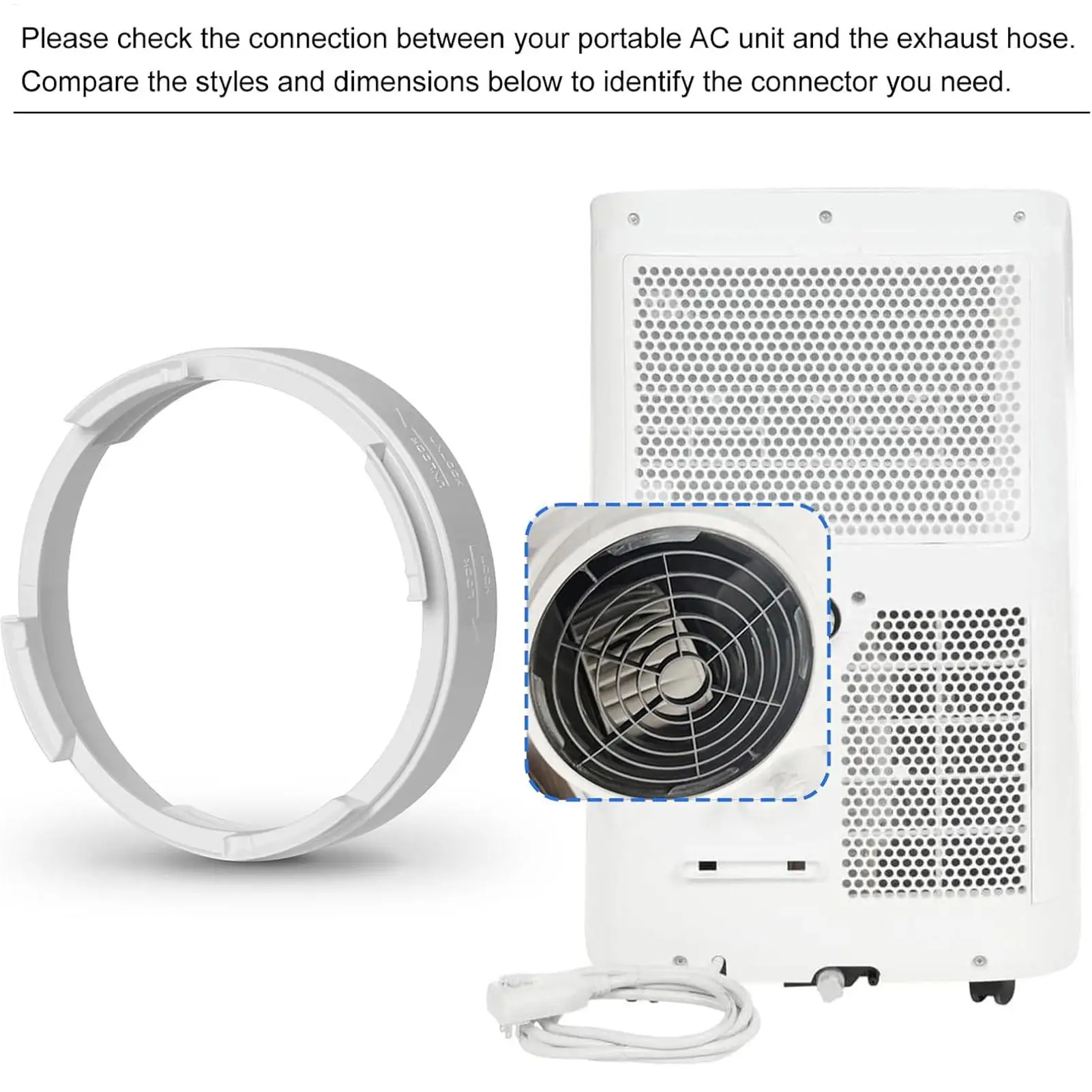 AC Round Exhaust Hose Coupler Secure Fit Adapter Portable Split Air Conditioner Vent Extension Connector Fitting for Apartment