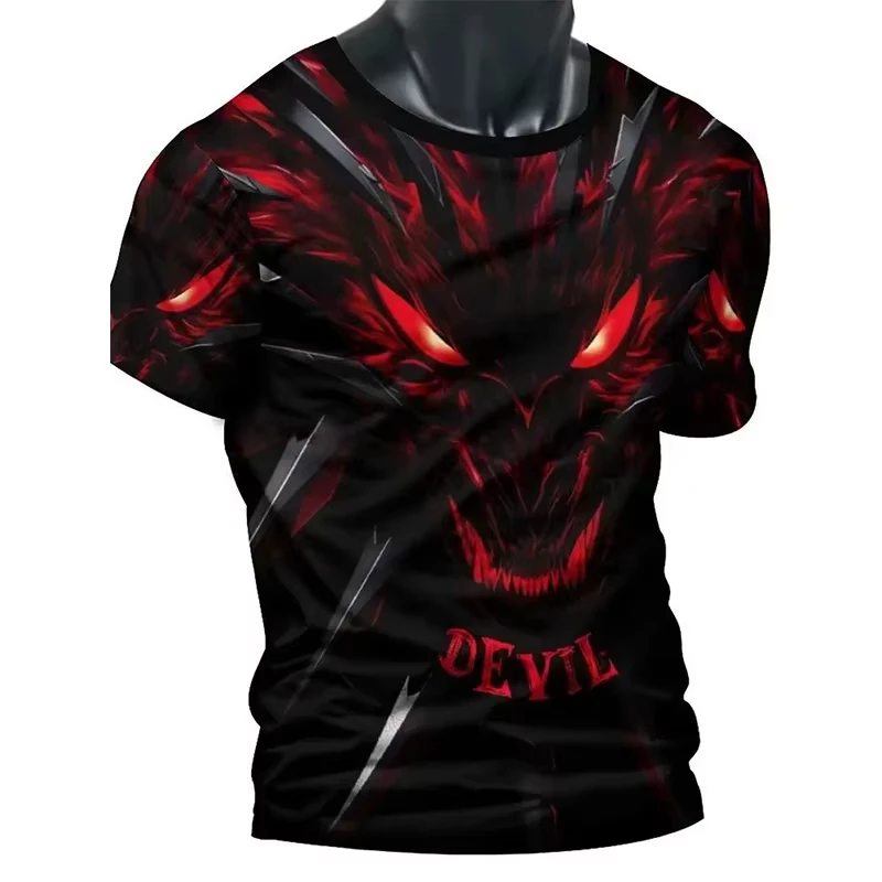 

3D Horror Skull Print Men's T Shirt Casual Comfortable Round Neck Short Sleeve Tee Pullover T-shirt Top Street Fashion Clothing