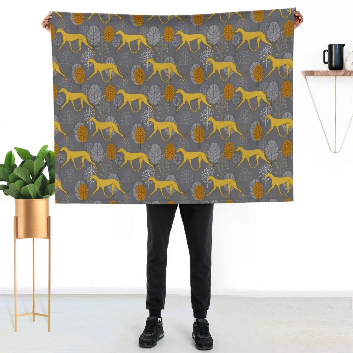 

Trotting yellow galgos Throw Blanket Cozy Sofa Blanket for TV Watching Napping