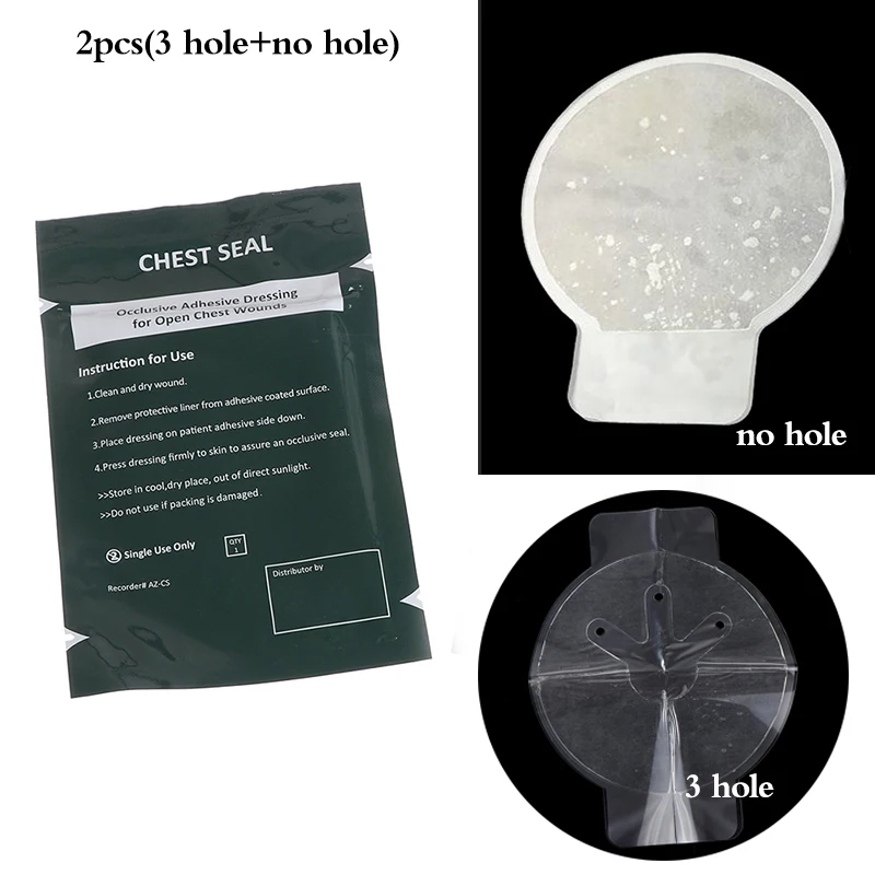 2PCS Medical Vent Chest Seal Occlusive Adhesive Dressing For Open Chest Wounds Survival Emergency Trauma Sticker First Aid Patch