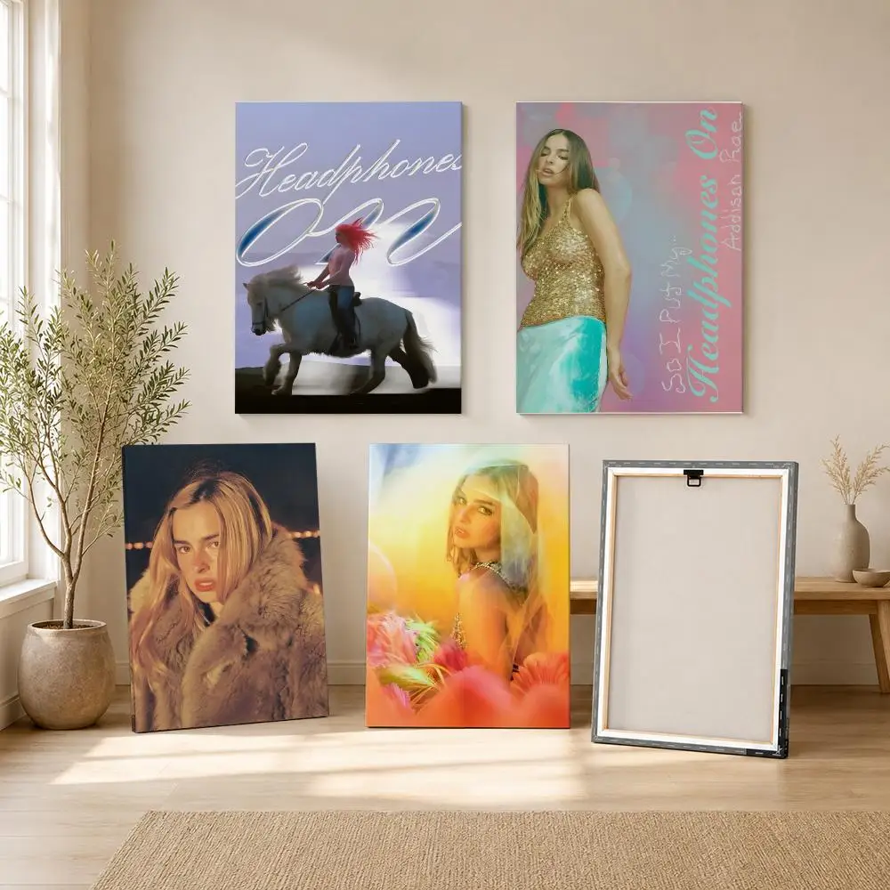 Singer A-addison Rae Painting Calligraphy HD Canvas Wall Art With Inner Frame Gallery Wrapped Ready To Hang Home Decor