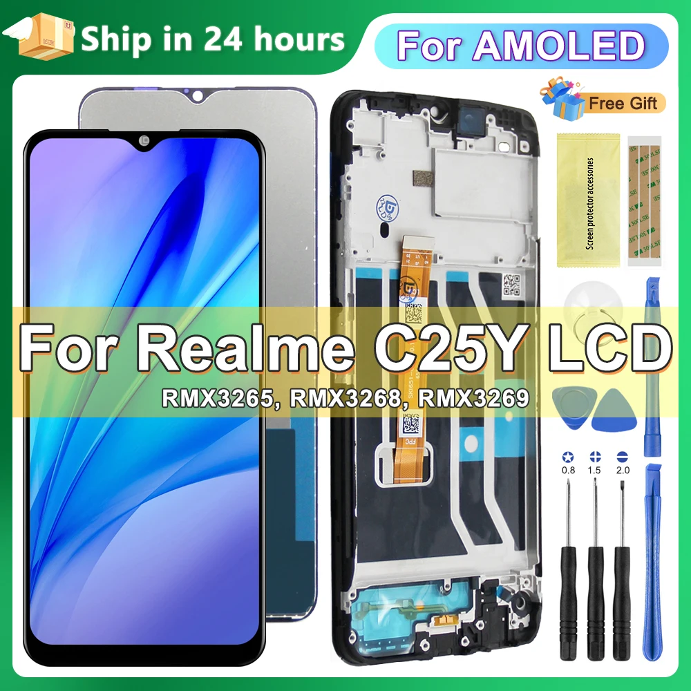 

Дисплей 6,5 дюйма для Oppo Realme C25Y, детали для замены ЖК-дисплея Realme C25Y RMX3265