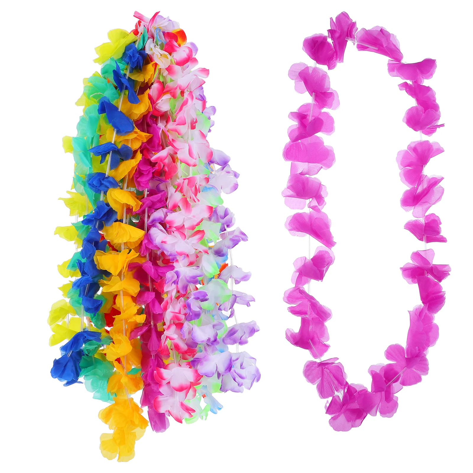 

50pcs Hawaiian Lei Garland Flower Necklace Wreath Tropical Party Favors Accessories Lightweight Portable Luau Beach Birthday