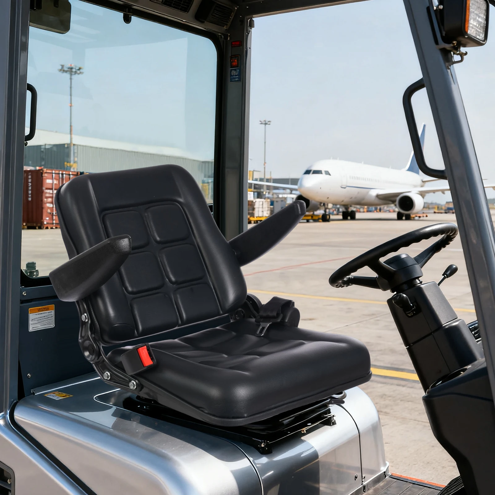 

Tractor Excavator Seats, Tractor Cushion Forklift Seat with Safety Belt and Armrest for Vehicles UTVs, ATVs, Golf Carts