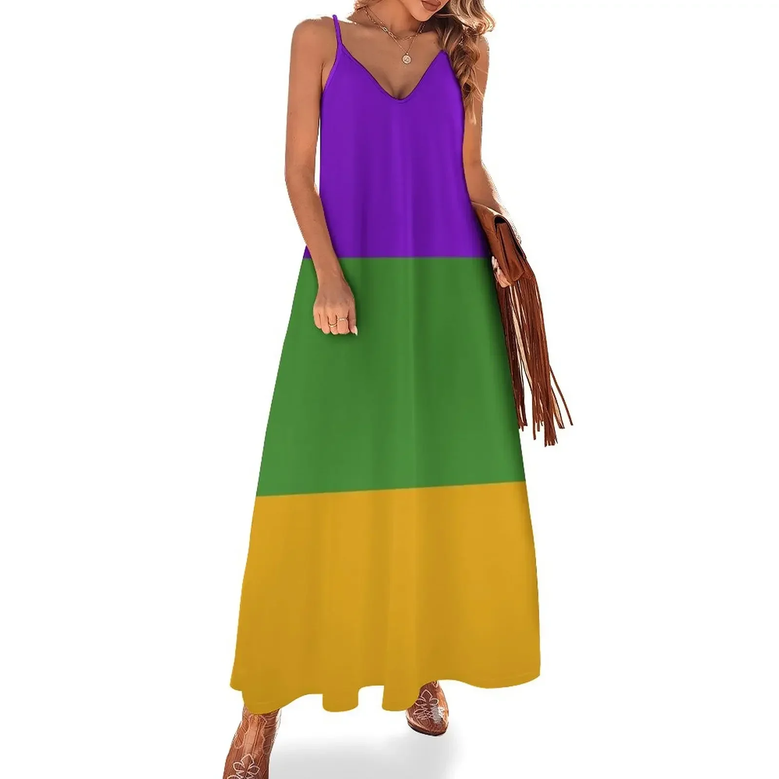 Mardi Gras Colors Sleeveless Dress luxury dress Dance dresses Dress