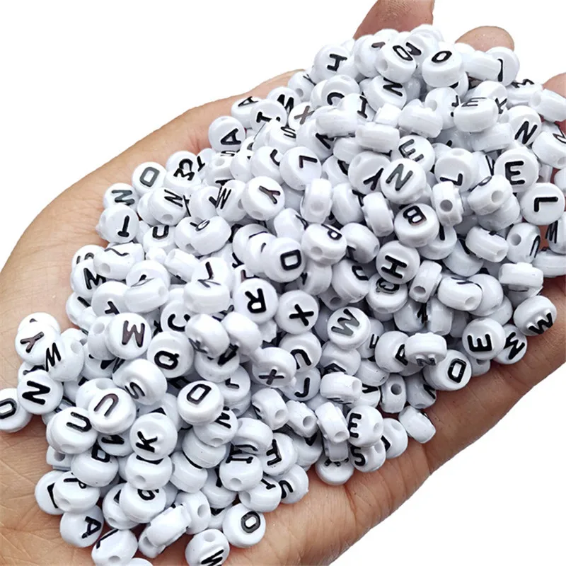 Newest 4*7mm 4000pcs Coin Round Shape Acrylic English Alphabet Jewelry Beads Plastic Letter Initial Ornament Bracelet Spacers