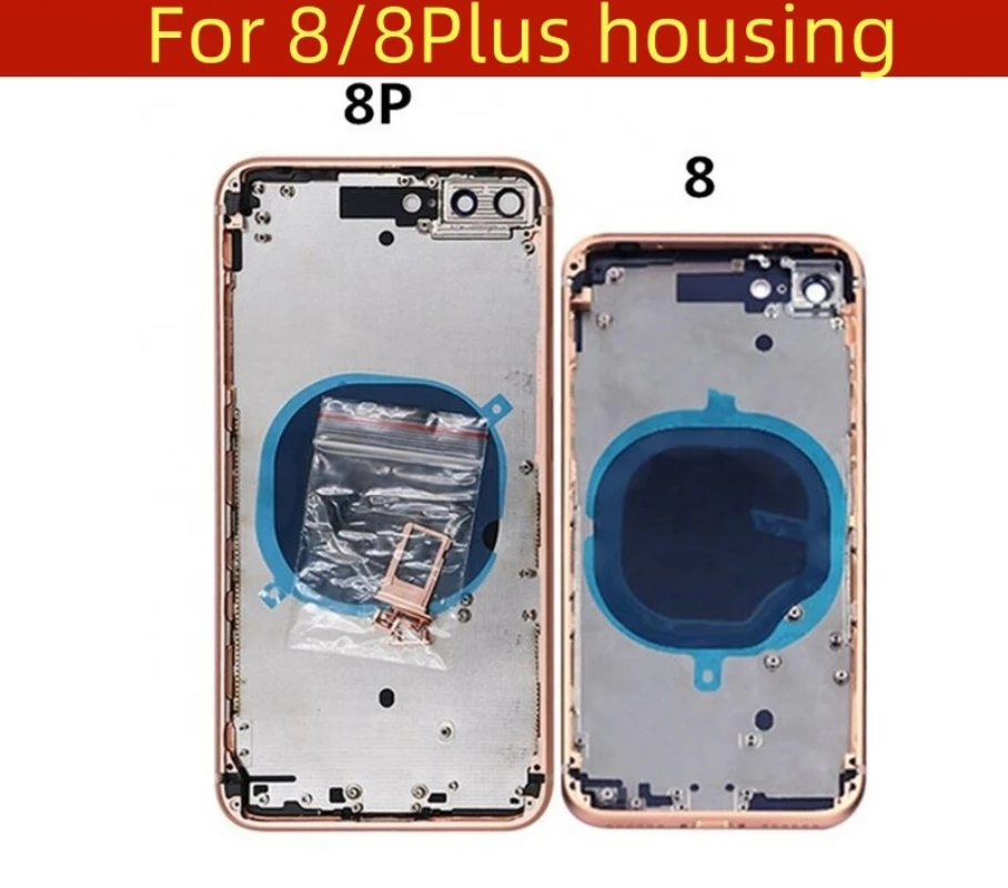 Back Housing cover For iPhone 8/8 Plus Battery Cover Rear Door with Chassis Frame + SIM Tray + Side Key Parts