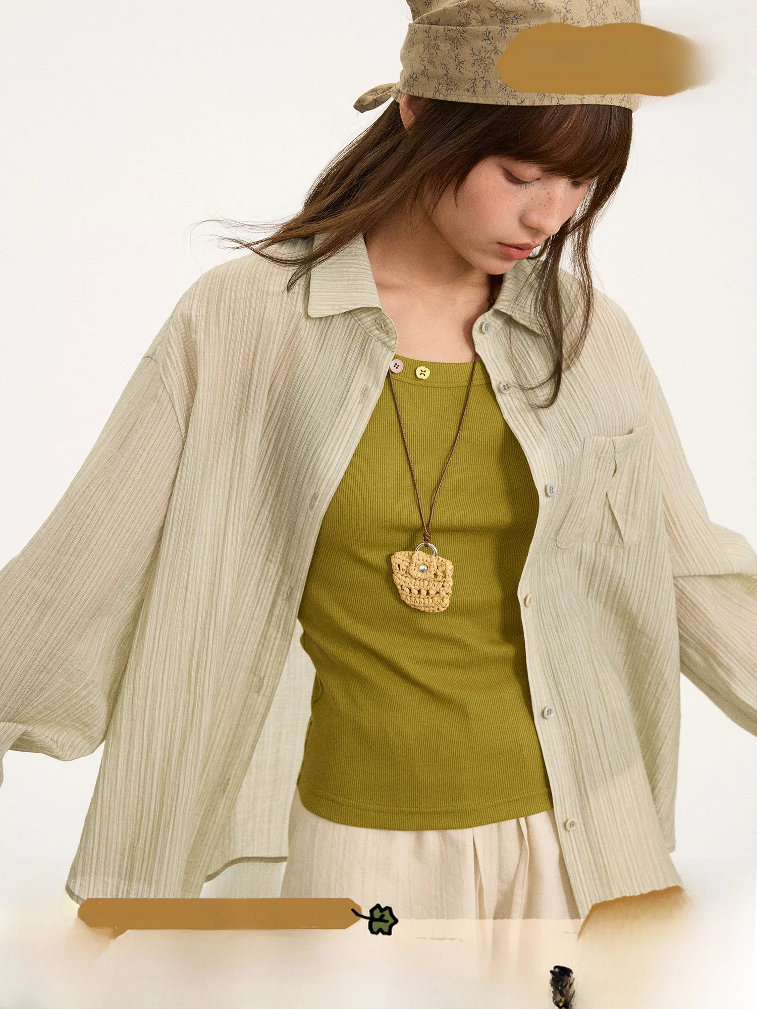 

Защита от солнца, свободный крой, шелковая хлопковая смесовая женская рубашка, верхняя одежда, удобная, универсальная, в стиле ретро, для повседневной носки, летняя рубашка