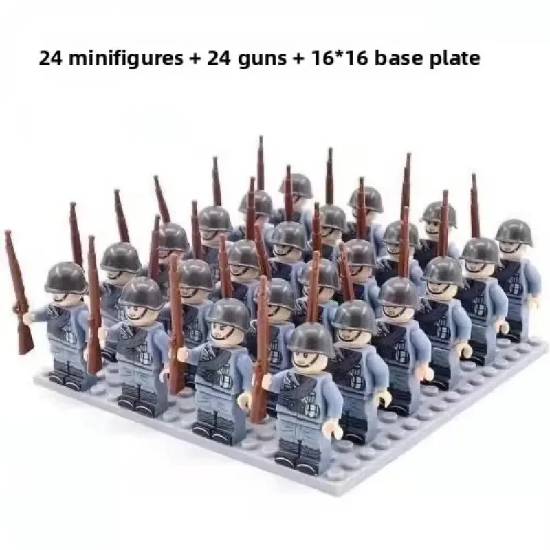 24PCS World War II military series, building blocks, phalanxes, warriors, mini figures, humanoid dolls, toys and birthday gifts. - view 3