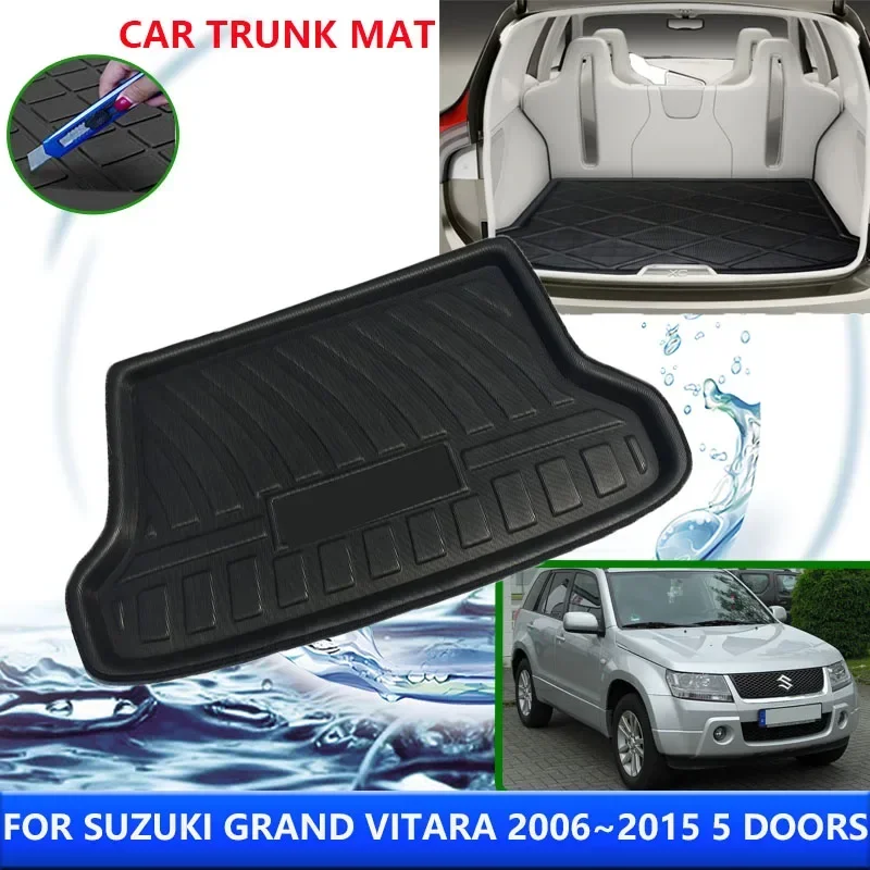 For Suzuki Grand Vitara Nomade JT Escudo 2006~2015 2007 2009 2010 5 Doors Car Rear Trunk Protector Pad Waterproof Mat Accessorie