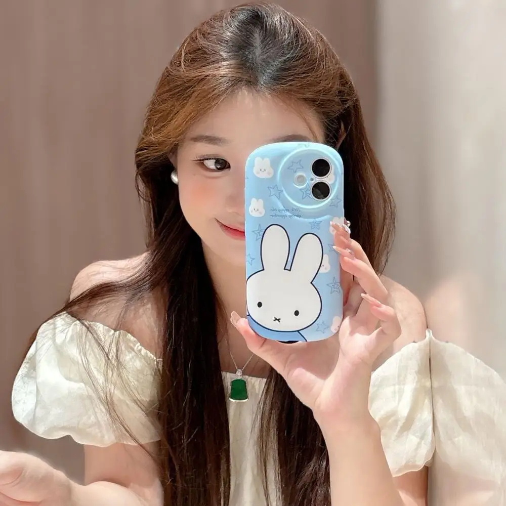 

Miffy Blue Star Rabbit подходит для Iphone 13 14 15 16 Pro Max, матовый силиконовый защитный чехол Kawaii, подарок для друзей