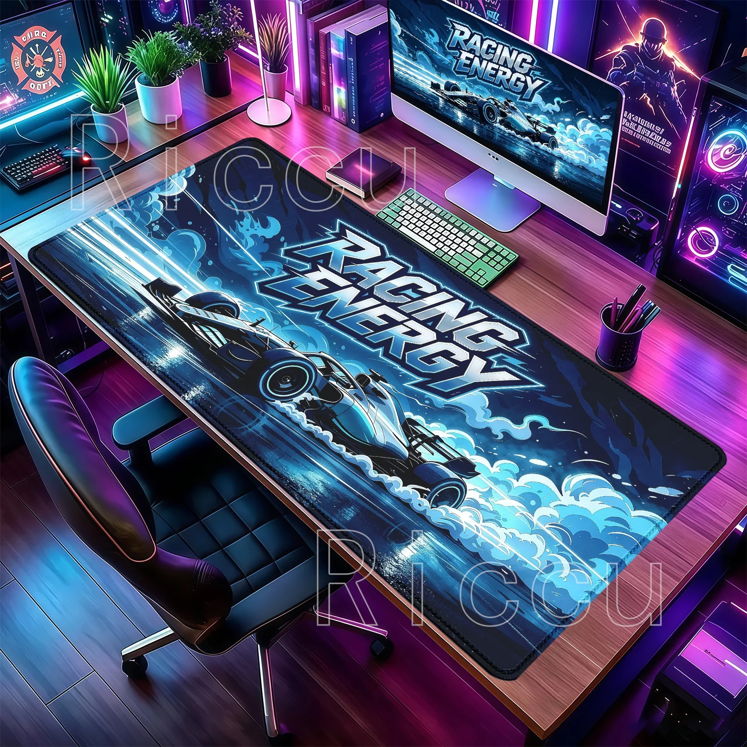 Mouse Pad Racing Car Energy PC Gaming Esports Keyboard Overlock Mousepad Larger Non-slip Offices HD Printing 400x900mm Desk Mat