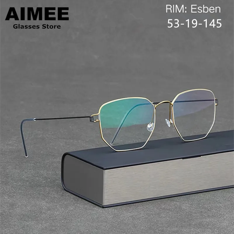 Denmark Style Esben Square Screwless Spectacles Frames Men Women Titanium Ultralight Glasses Frame High Quality Eyewear New