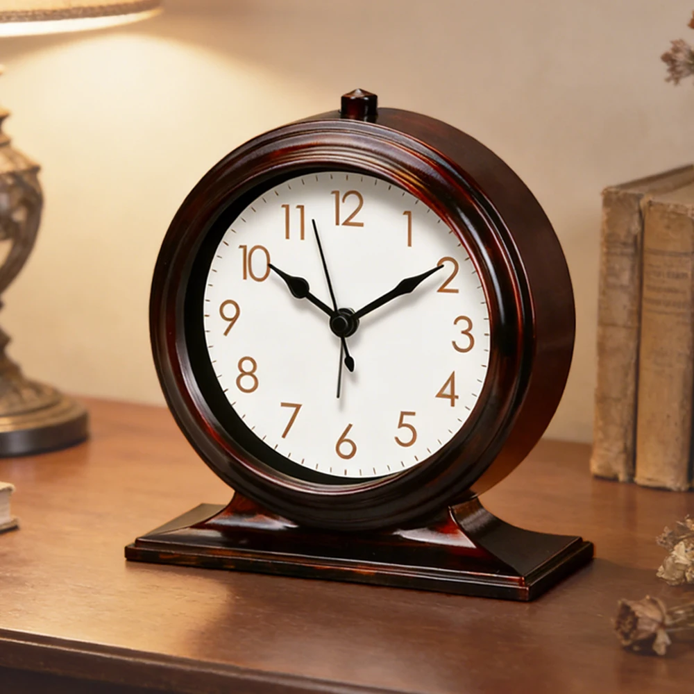 Reloj de Escritorio Vintage, Clásico, de Lujo, Reloj Despertador Digital Grande, para Dormitorio, Sala de Estar, Oficina, con Altavoz, Silencioso, Decoración de Escritorio