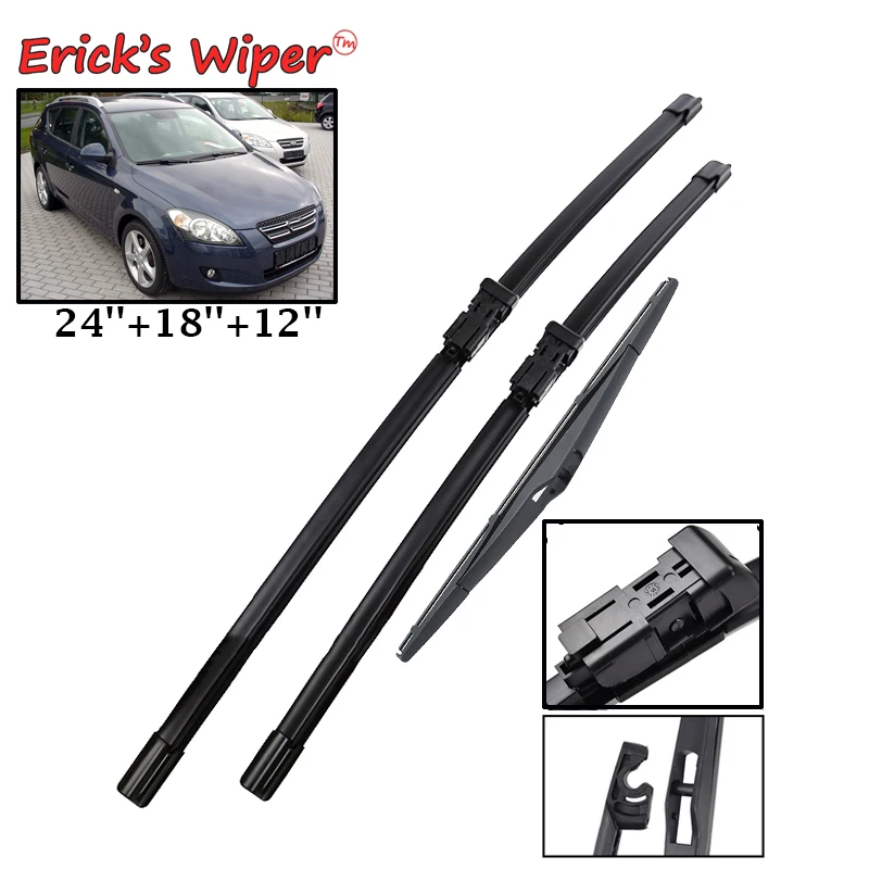 Erick's Wiper LHD Front & Rear Wiper Blades Set For Kia Ceed 2006 - 2009 Windshield Windscreen Window Rain Brushes 24