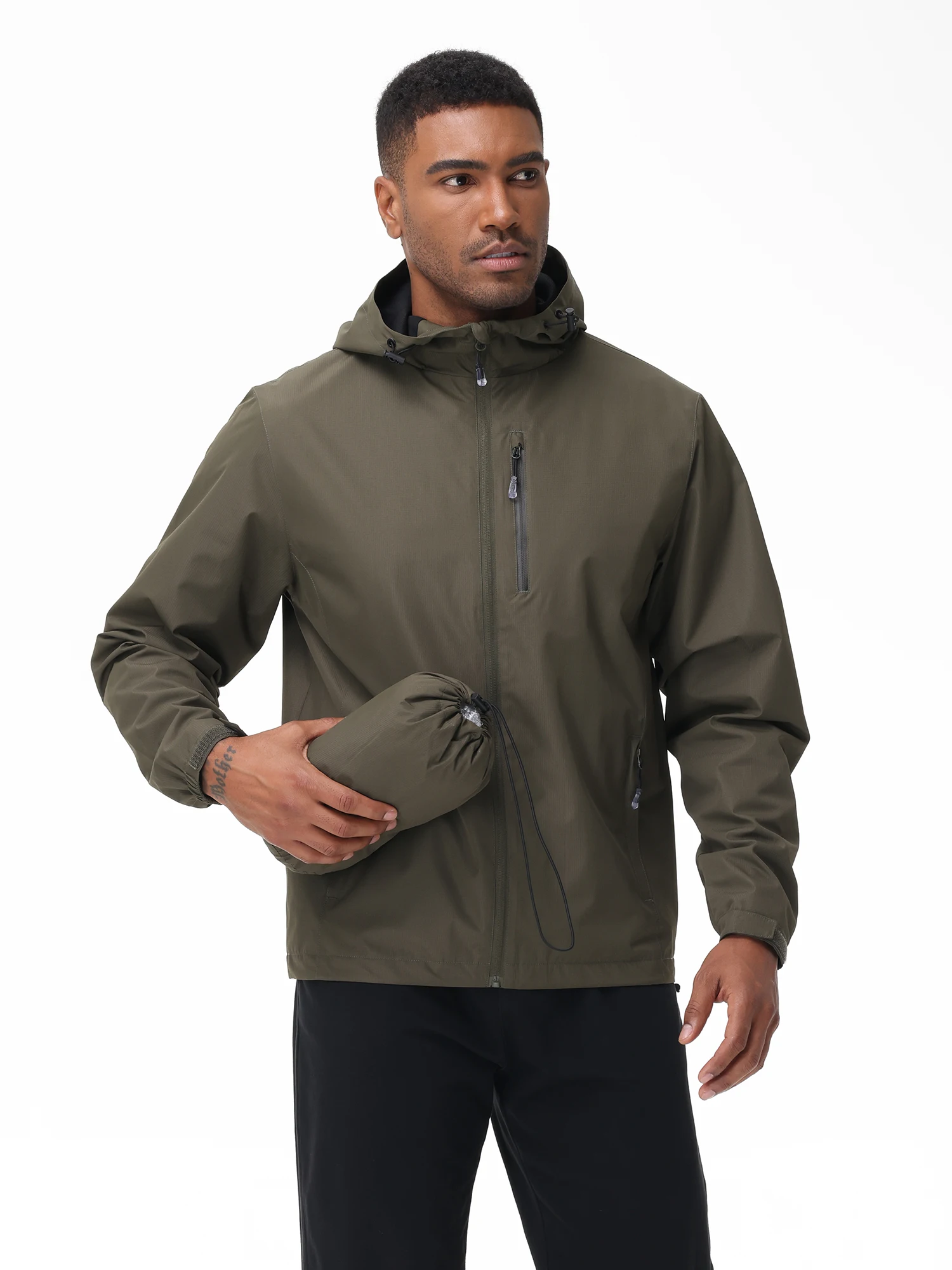 

Summer Men's Waterproof Softshell Jacket with Storage Bag, Camping Climbing Outdoor Hiking Fishing Jacket with Inner Pocket