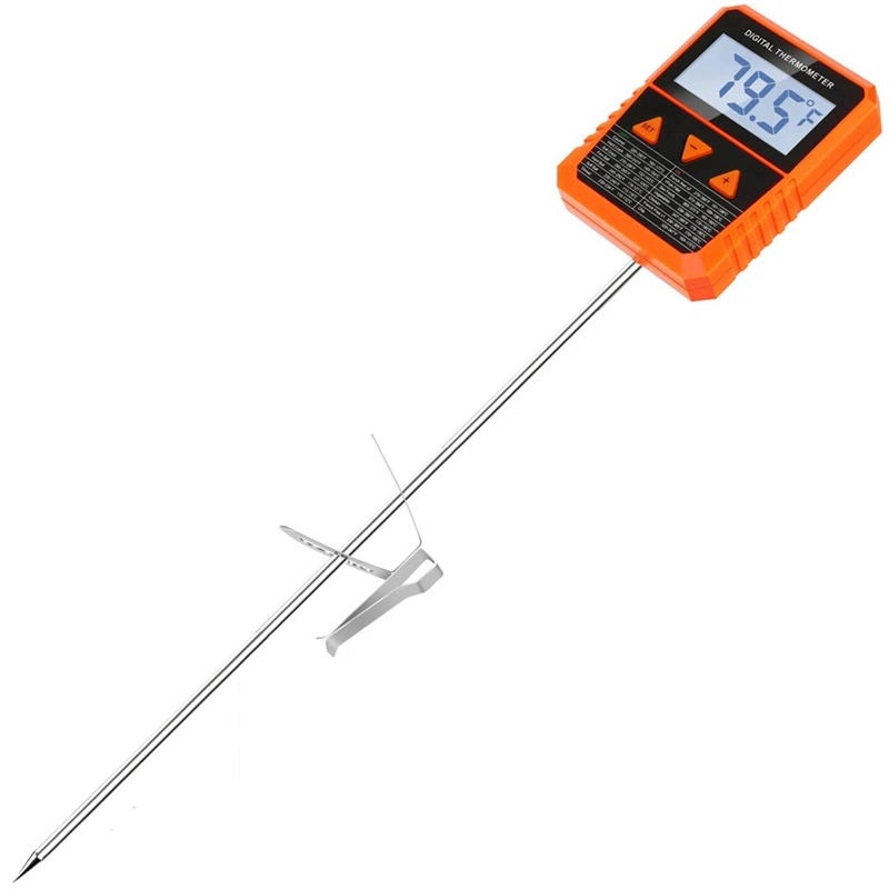 Probe Candy Thermometer With Pot Clip,Alarm Function,IPX6 Waterproof Rotatable Large Display Deep Fry Oil Thermometer Durable