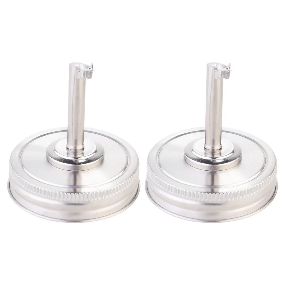 

2Pcs Stainless Steel Jar Oil Pour Spout Lids Lightweight Rust Resistant Jar Lid for Mason Jars Controlled Pouring Kitchen