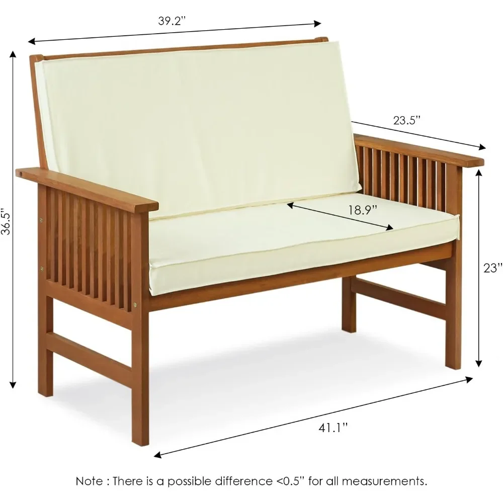 Tioman-muebles de madera dura para Patio, Banco mediterráneo con cojín, bancos de jardín para exteriores, 1 flete Natural gratis