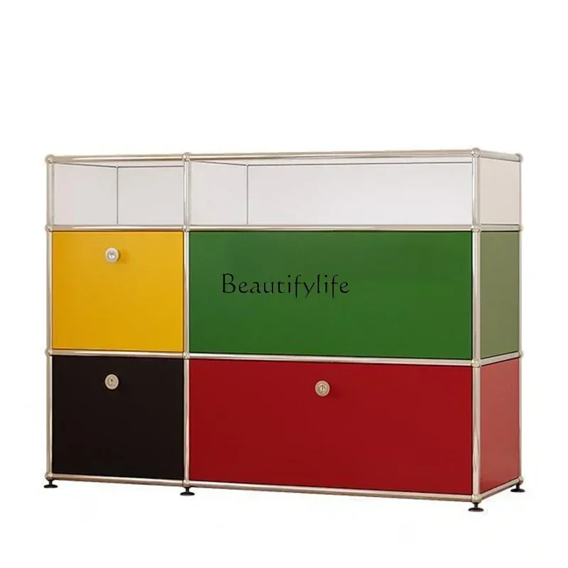 

New Arrivals New styleNN Medieval stainless steel chest storage simple modern module combination light luxury contrasting color