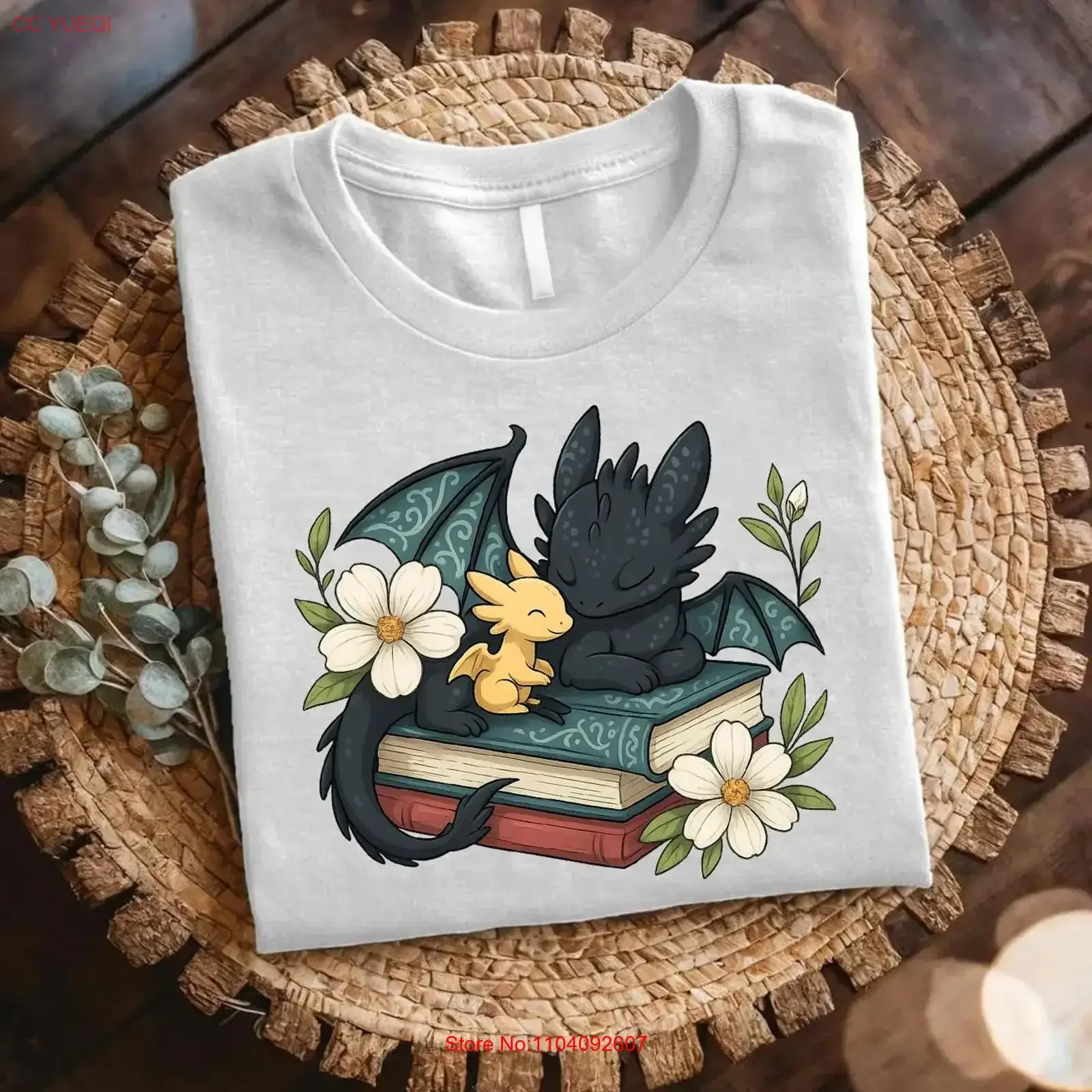 Cute Dragon Book T Shirt Fantasy Lover Wingspan Bookish Cottagecore Bookworm vintage Washed Stylish Versatile designer clothes