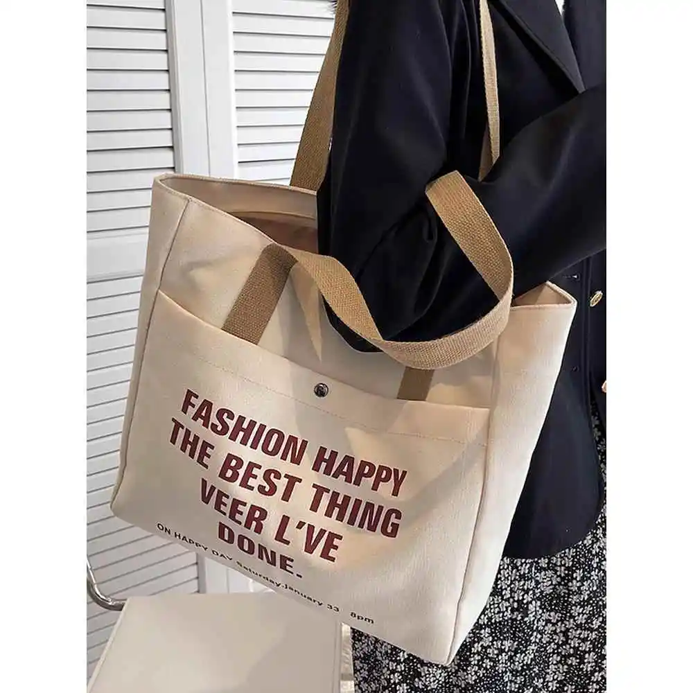 

Large Capaci Canvas Bag Eco-friendly op Bag Waterproof Vegetable Bung Bag Faionable Outdoor Handbag for Men And W...