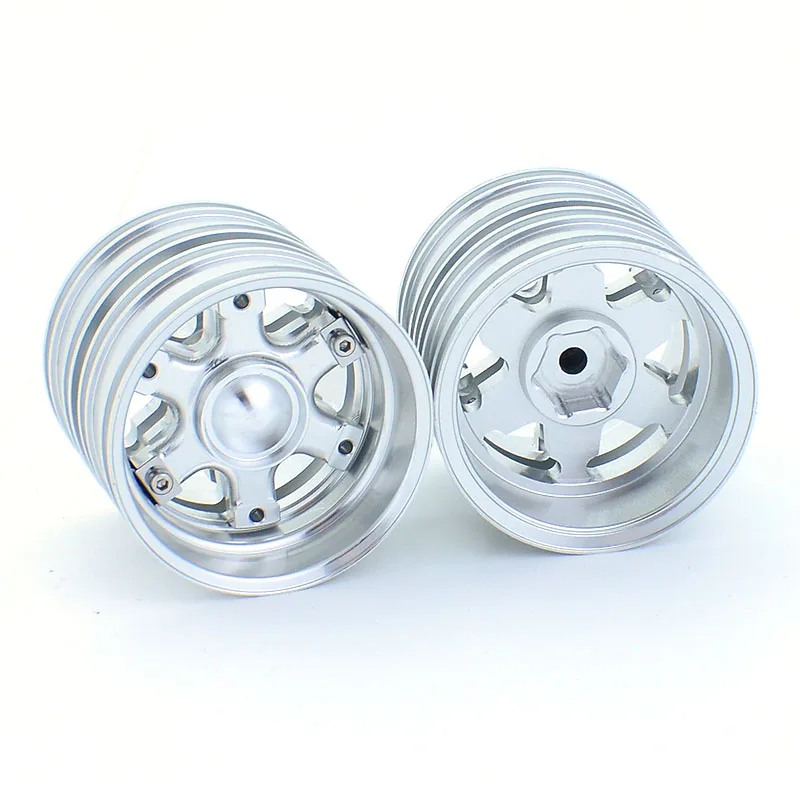 1 Pair Aluminum Alloy Rear Wheel Upgrade Hub Rim for 1/14 Tamiya RC Dump Truck SCANIA 770S R620 VOLVO Arocs MAN TGX LESU Car