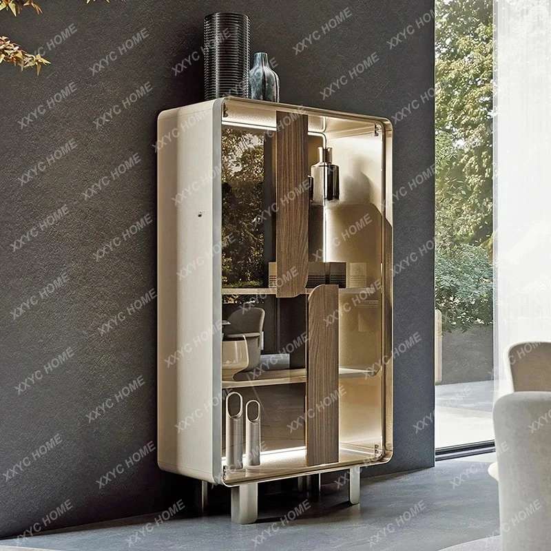 A marble wine cabinet light luxury high-end living room decorative locker modern household glass display cabinet