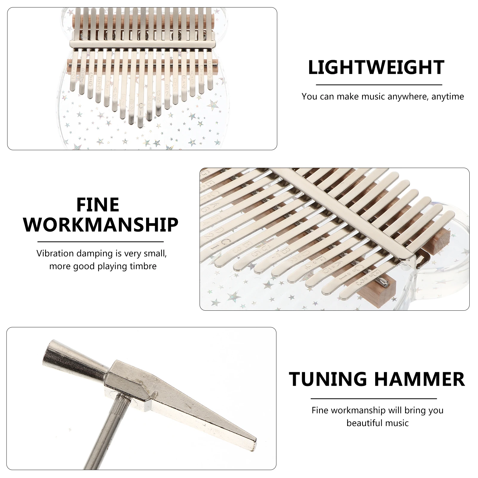 

1Set 17 Keys Thumb Piano Mini Kalimba Finger Piano Instrument Lightweight Portable Small Musical Device for Music Lovers Fine