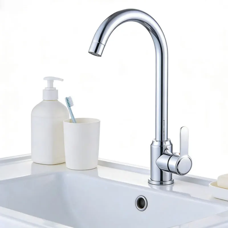 

Kitchen Faucet for Home Use Stainless Steel Hot Cold Suitable for Sinks Washing Hands Dishes Splash-proof Single Cold Rotatable