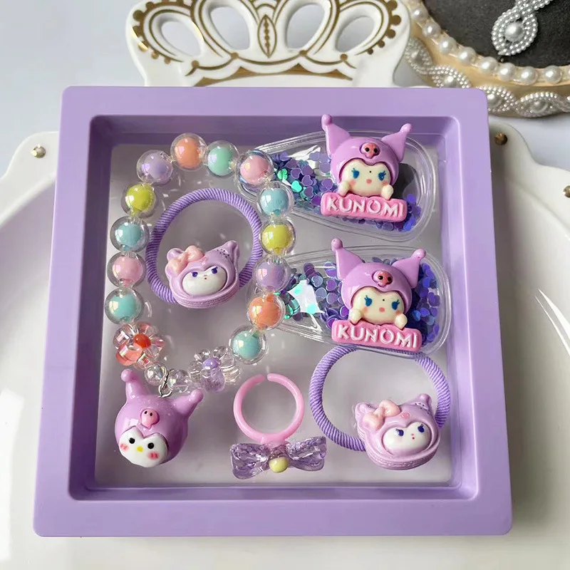 5 stücke Sanrio Anime Kawaii Hallo Kitty Cinna moroll Kinder Armband Schmuck niedlichen Kuromi Haarnadel Heads tring Zubehör Kinder Geschenke