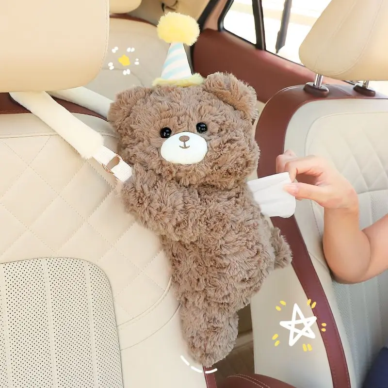 

Car tissue box creative cartoon cute plush doll hanging cardboard box interior seat back tissue hanging bag