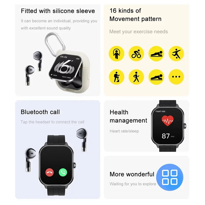 سماعة رأس ABZW BT NFC الذكية 2 في 1 سماعة رأس رياضية للياقة البدنية والطقس مقاومة للماء ومعدل ضربات القلب