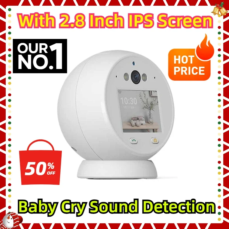 

With 2.8 Inch IPS Screen Baby Cry Sound Detection Security Indoor PTZ IP Camera Baby Monitor Wifi Video Call Camera ICSee