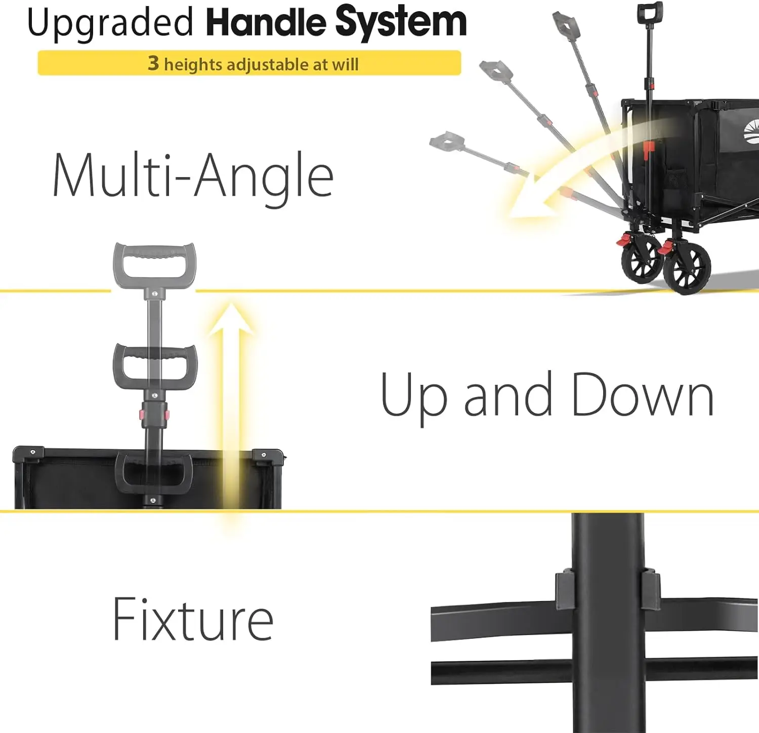 Collapsible Foldable Wagon with 330lbs Weight Capacity, Heavy Duty Folding Utility Garden Cart with Big All-Terrain Beach