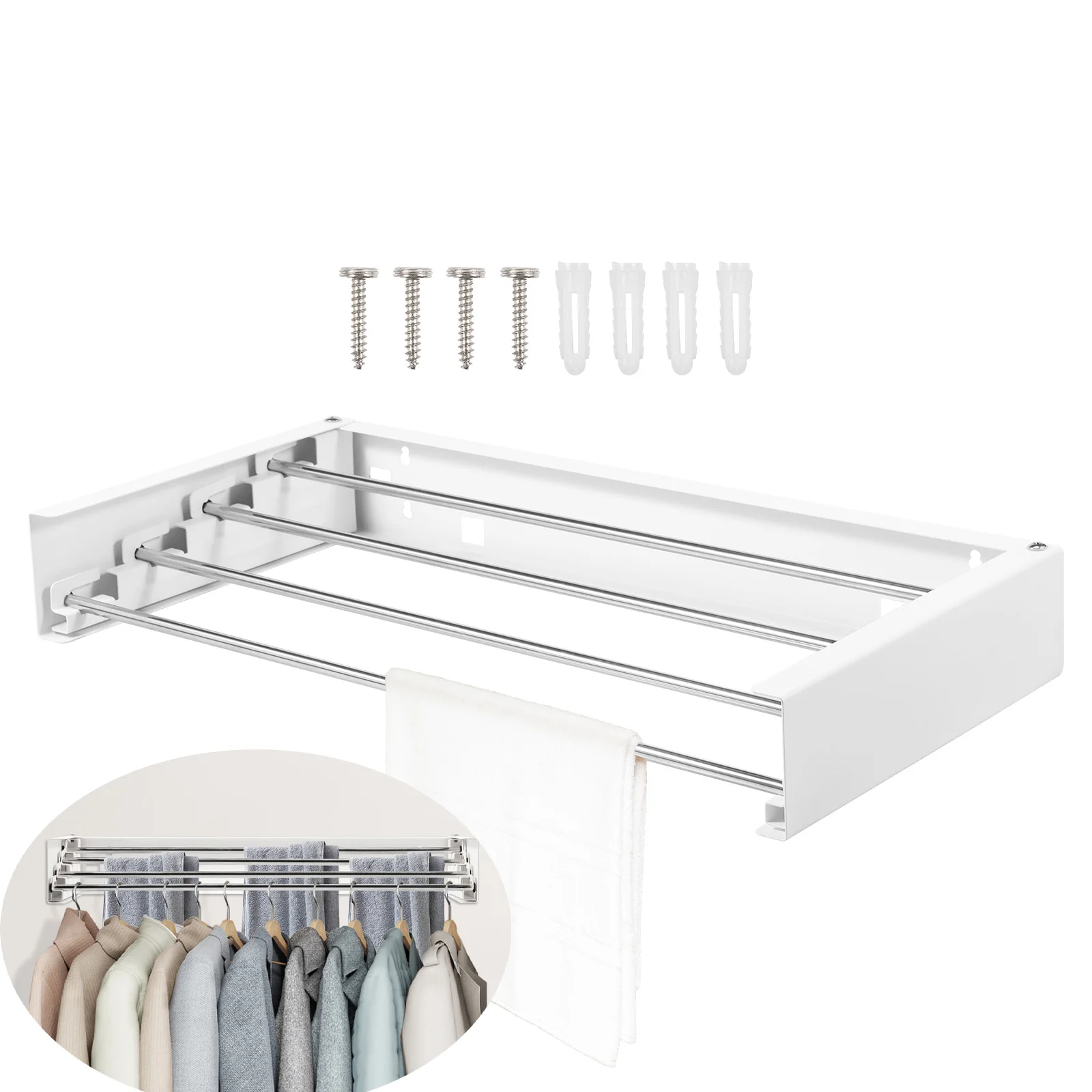 壁掛け折りたたみ乾燥ラックステンレス鋼洗濯乾燥ラック目に見えない壁掛け衣類乾燥ラック使いやすい