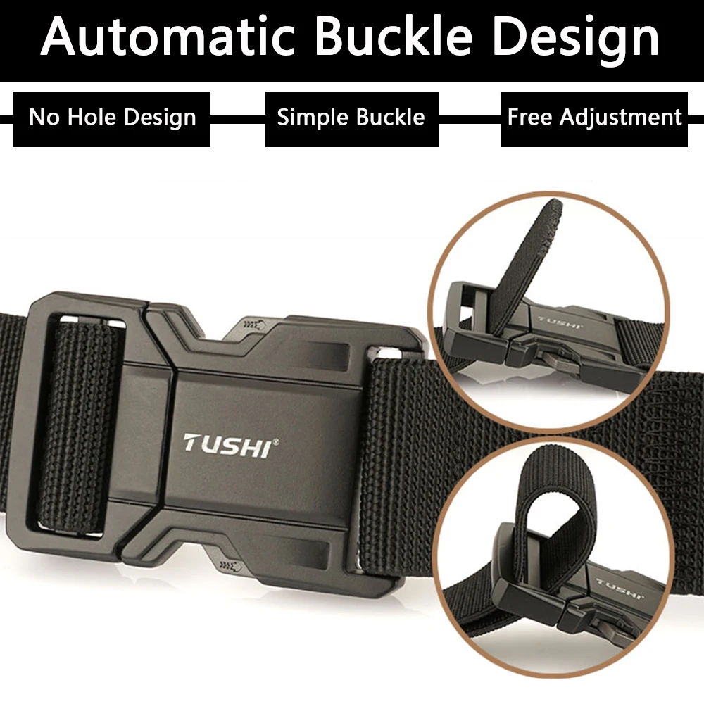 TUSHI New Quick Release Metal Pluggable Buckle Tactical Belt Breathable Elastic Military Belts For Men Pants Waistband Hunting