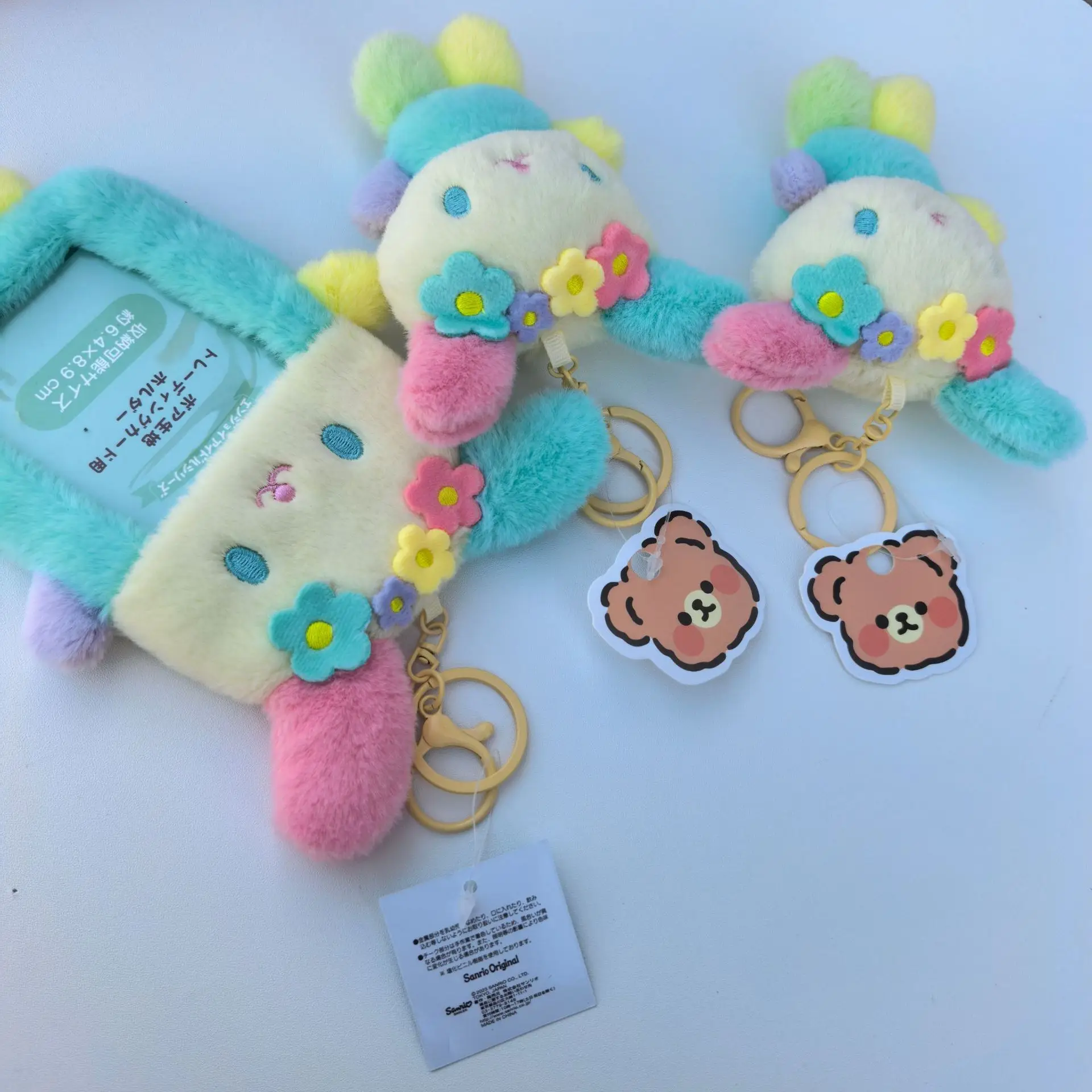 Cute Cinnamoroll Flower Plush Card Holder ID Badge Reel Kawaii Sweet Girl Fashion Accessory Ornament Gift Soft Doll Toy - view 3
