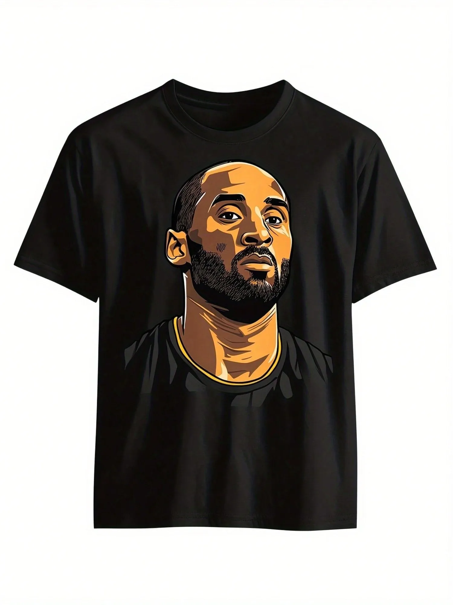 

Футболка с рисунком Kobe, футболка с круглым вырезом из 100% дышащего хлопка, черная с оранжевым рисунком