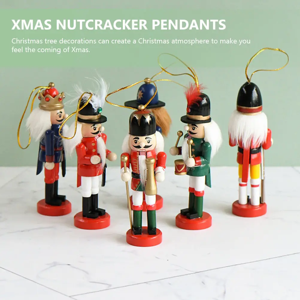 

6Pcs Nutcracker Pendants Christmas Tree Hanging Ornaments Wooden Xmas Decorations Party Supplies Xmas Tree Decor Holiday Decor