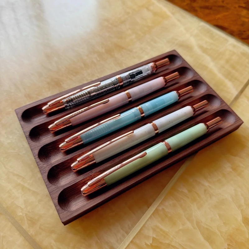 For HONGDIAN MAJOHN JINHAO Nanmu Fountain Pen Holder Wooden Pen Stand Desktop Display Rack Office School Supplies Stationery
