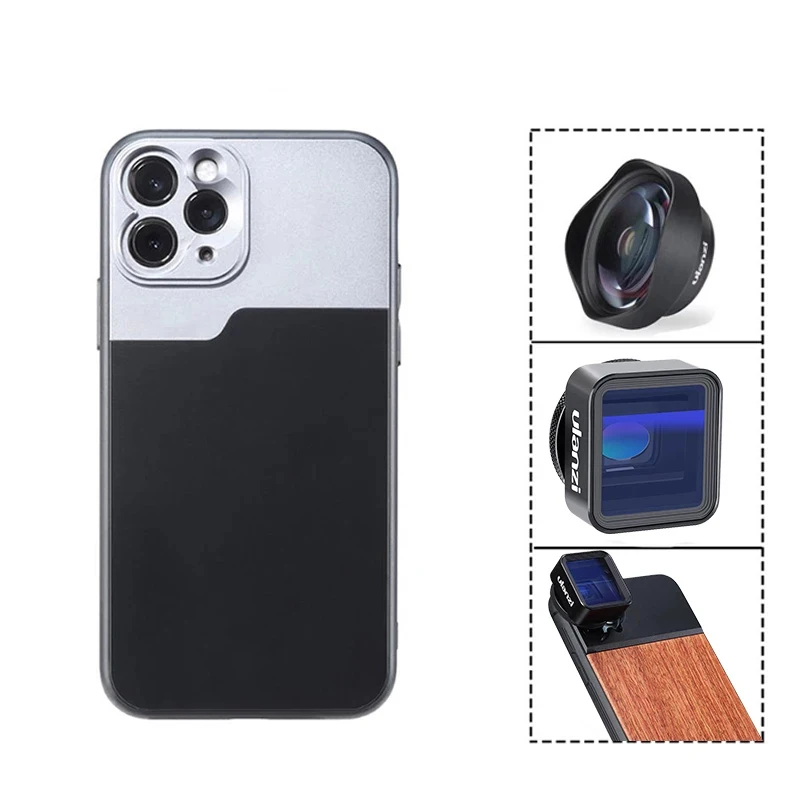 For iPhone 11/12 /13 14 15 Mini Pro Max Protect House Case for Anamorphic Lens Macro Wide Angle Lens 17MM Thread Lens Phone Case